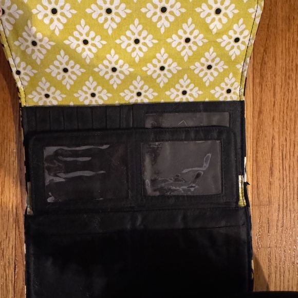 Vera Bradley Black and Yellow Floral Wallet - Picture 3 of 4